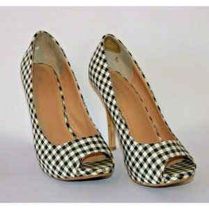 Marco Santi Bennett Gingham Peep Toe Heels 9